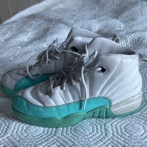 Nike Jordans Kids White and Teal Sneakers